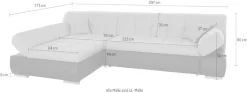DOMO collection Ecksofa »MONA 297x173 cm, modern und komfortabel« whlw. mit Bettfunktion, L-Form