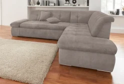 DOMO collection Ecksofa »MORIC Massiv! - Belastbar bis 140 kgxSitz, hochwertig & komfortabel« XXL, L-Form, inkl. Zierkissen