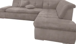 DOMO collection Ecksofa »MORIC Massiv! - Belastbar bis 140 kgxSitz, hochwertig & komfortabel« XXL, L-Form, inkl. Zierkissen