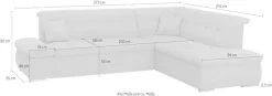 DOMO collection Ecksofa »MORIC 273x216 cm, L-Form, auch in Cord« wahlweise mit Bettfunktion und Armlehnenverstellung, auch in Cord
