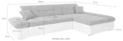 DOMO collection Ecksofa »MORIC 300x172 cm, XXL-Sofa mit viel Platz, L-Form, auch in Cord« wahlweise mit Bettfunktion und Armteilverstellung, schwarz-weiß-grau