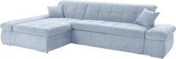 DOMO collection Ecksofa »MORIC Massiv! - Belastbar bis 140 kgxSitz, 300x172 cm, XXL-Format« L-Form, Chenilleoptik, pastelblau