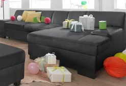 DOMO collection Ecksofa »Norma Top, elegant, flache Armlehnen, bequem, Breite 268cm, L-Form« wahlweise mit Bettfunktion