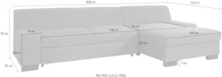DOMO collection Ecksofa »Norma Top, elegant, flache Armlehnen, bequem, Breite 268cm, L-Form« wahlweise mit Bettfunktion