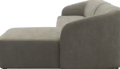 DOMO collection Ecksofa »Orbis, modernes, klares Design mit schmalen, abgerundeten Armlehnen« whlw. mit Bettfunktion u./o. Bettkasten, aus Luxus- Microfaser
