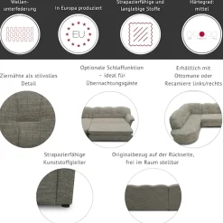 DOMO collection Ecksofa »Papenburg B/T/H: 242/190/84 cm L-Form« wahlweise mit Bettfunktion, Langer Schenkel links oder rechts