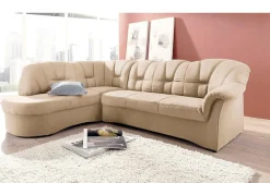 DOMO collection Ecksofa »Papenburg, zeitlose Rückensteppung, elegante Armlehne, L-Form« mit Ottomane, wahlweise mit Bettfunktion, OTTOs Choice