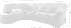DOMO collection Ecksofa »Papenburg, zeitlose Rückensteppung, elegante Armlehne, L-Form« mit Ottomane, wahlweise mit Bettfunktion, OTTOs Choice