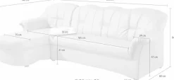 DOMO collection Ecksofa »Papenburg, zeitlose Rückensteppung, elegante Formensprache, L-Form« in großer Farbvielfalt, wahlweise mit Bettfunktion