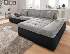 DOMO collection Ecksofa »PB MORICwahlweise mit Bettfunktion + Armteilverstellung, L-Form« im XXL-Format, B/T/H:300/172/80 cm, feine Steppung