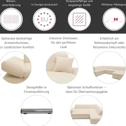 DOMO collection Ecksofa »PB MORICwahlweise mit Bettfunktion + Armteilverstellung, L-Form« im XXL-Format, B/T/H:300/172/80 cm, feine Steppung