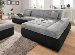 DOMO collection Ecksofa »PB MORICwahlweise mit Bettfunktion + Armteilverstellung, L-Form« im XXL-Format, B/T/H:300/172/80 cm, feine Steppung