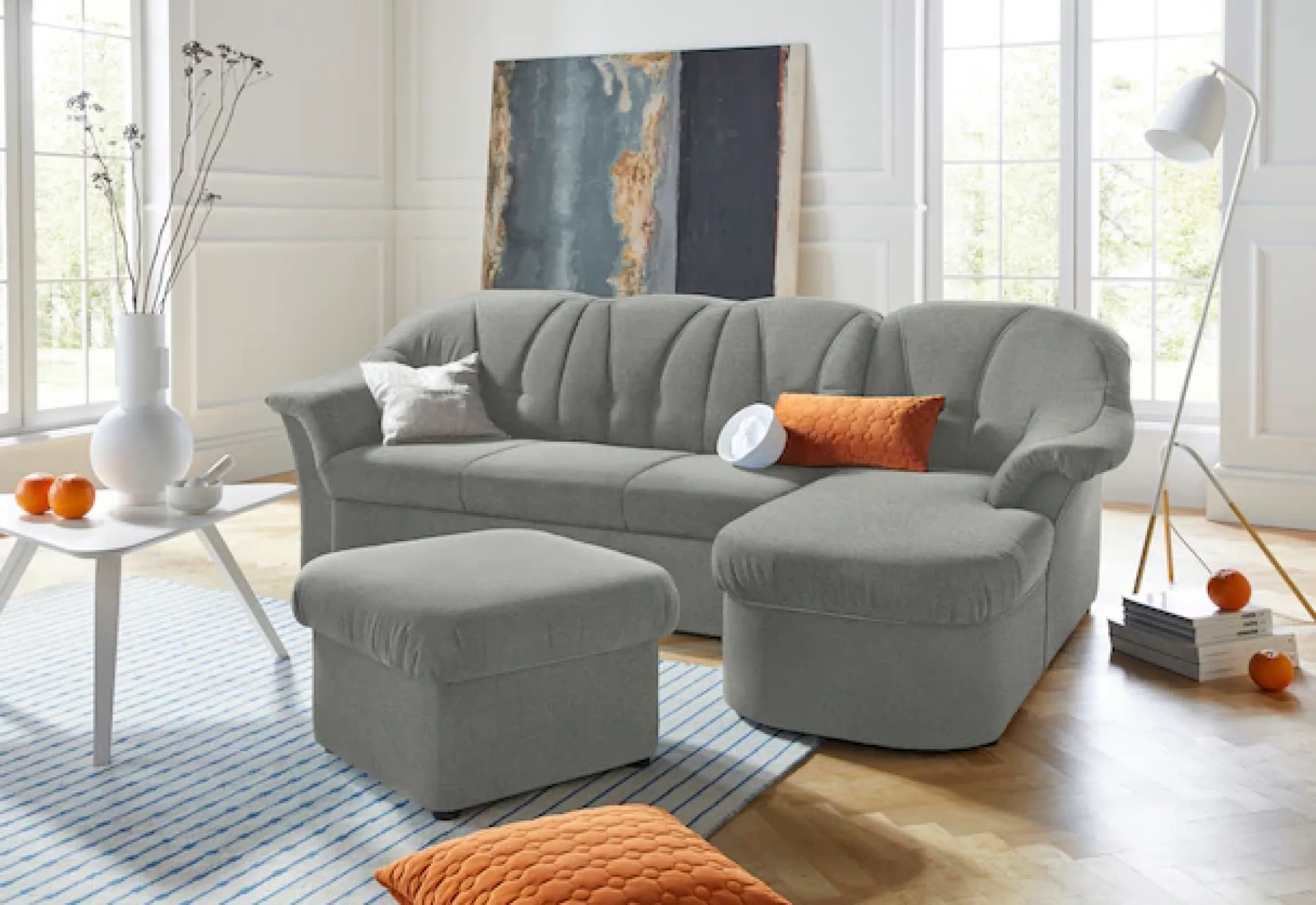 DOMO collection Ecksofa »Pegnitz, elegante Rückensteppung,komfortabel, Breite 238cm, L-Form« wahlweise mit Bettfunktion
