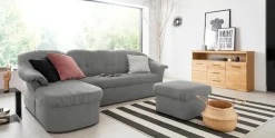 DOMO collection Ecksofa »Pegnitz, elegante Rückensteppung, kompakte Stellmaße 238/141cm, L-Form« wahlweise mit Bettfunktion
