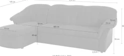 DOMO collection Ecksofa »Pegnitz, elegante Rückensteppung, kompakte Stellmaße 238/141cm, L-Form« wahlweise mit Bettfunktion