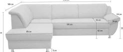 DOMO collection Ecksofa »Pilar, elegant & zeitlos, komfortabel, bequeme Armlehnen, Breite 254cm« mit Ottomane, wahlweise mit Bettfunktion, Kunstlederbezug, L-Form