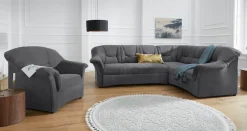 DOMO collection Ecksofa »SARAFINA 240x190 cm, auch mit Federkern für mehr Sitzkomfort!« whlw. mit Bettfunktion, elegantes Design, L-Form
