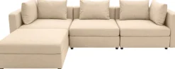 DOMO collection Ecksofa »Solskin, individuell erweiterbar/kombinierbar L-Form« mit losen Kissen. Rücken- und Seitenteile als Stecksystem.