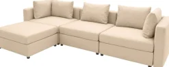 DOMO collection Ecksofa »Solskin, individuell erweiterbar/kombinierbar L-Form« mit losen Kissen. Rücken- und Seitenteile als Stecksystem.