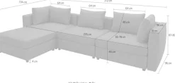 DOMO collection Ecksofa »Solskin, individuell erweiterbar/kombinierbar L-Form« mit losen Kissen. Rücken- und Seitenteile als Stecksystem.