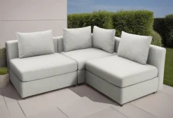 DOMO collection Ecksofa »Solskin, individuell erweiterbar/kombinierbar L-Form« mit losen Kissen. Rücken- und Seitenteile als Stecksystem.