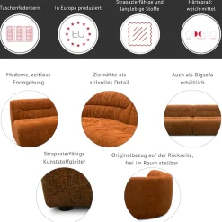 DOMO collection Ecksofa »Solum, B/T: 214/214 cm, moderne, runde Form mit großzügiger Polsterung« mit Federkern, L-Form