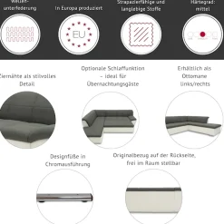 DOMO collection Ecksofa »Splash, aktuelle Sitz- und Rückensteppung, Materialmix, L-Form« wahlweise mit Bettfunktion
