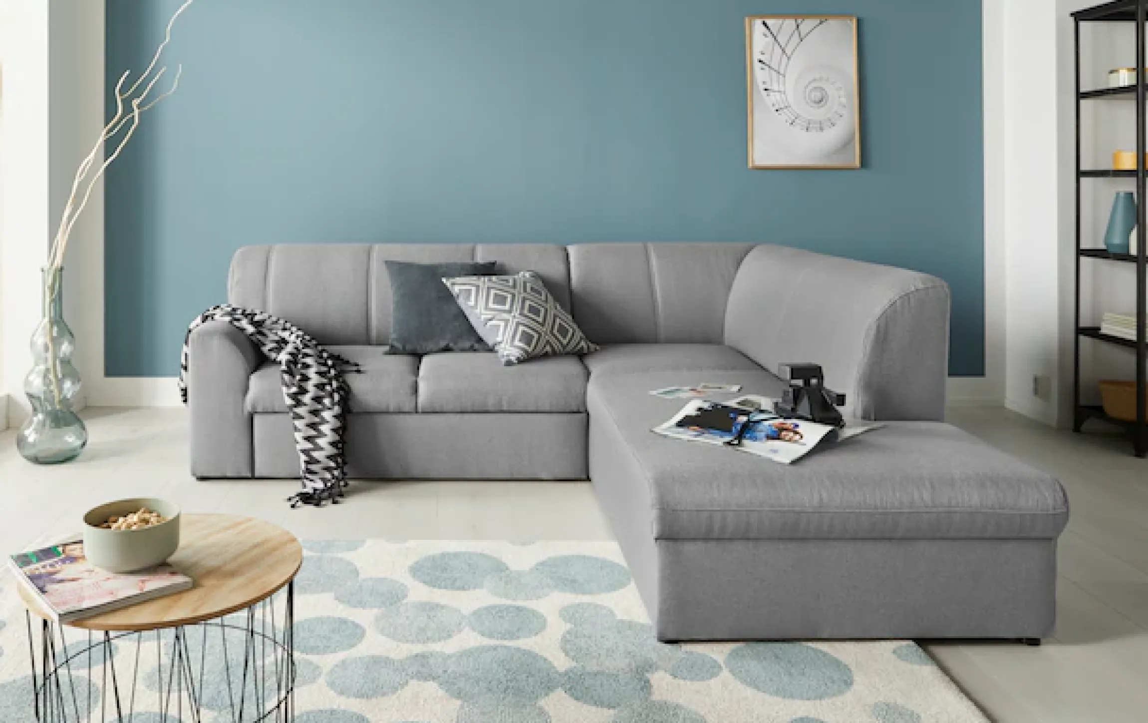 DOMO collection Ecksofa »Topper zeitlos elegant, kompakte StellmaßeL-Form« mit Ottomane, wahlweise mit Schlaffunktion