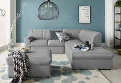 DOMO collection Ecksofa »Topper zeitlos elegant, kompakte StellmaßeL-Form« mit Ottomane, wahlweise mit Schlaffunktion