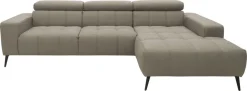 DOMO collection Ecksofa »Trento L-Form, mit Kufenfuß oder Einzelfuß« whlw. verstellbare Kopfteile, passend für gängige Saugroboter