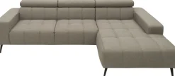 DOMO collection Ecksofa »Trento L-Form, mit Kufenfuß oder Einzelfuß« whlw. verstellbare Kopfteile, passend für gängige Saugroboter