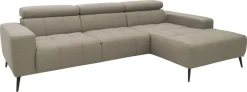 DOMO collection Ecksofa »Trento L-Form, mit Kufenfuß oder Einzelfuß« whlw. verstellbare Kopfteile, passend für gängige Saugroboter