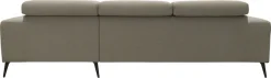 DOMO collection Ecksofa »Trento L-Form, mit Kufenfuß oder Einzelfuß« whlw. verstellbare Kopfteile, passend für gängige Saugroboter