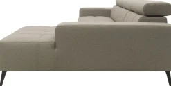 DOMO collection Ecksofa »Trento L-Form, mit Kufenfuß oder Einzelfuß« whlw. verstellbare Kopfteile, passend für gängige Saugroboter