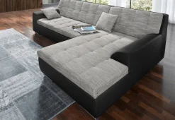 DOMO collection Ecksofa »TREVISO viele Bezüge, auch in Cord, L-Form, 267x178 cm« wahlw. mit Bettfunktion, inkl. Zierkissen, Unser Dauertiefpreis