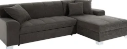 DOMO collection Ecksofa »TURAH 239x152 cm, inkl. Zierkissen, moderne Steppung« wahlw. mit Bettfunktion, L-Form, Unser Dauertiefpreis