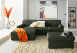 DOMO collection Hocker »Topper« mit Wellenunterfederung, auf Kunststoffgleitern