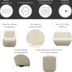 DOMO collection Polstergarnitur »Ryos, Sessel und 2-Sitzer, organische Form« Set, 2 tlg. skulpturale Opik, cozy chic