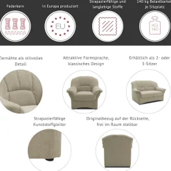 DOMO collection Sessel »Bahia belastbar bis 140kg/ Sitz« Microfaser MELROSE®, mocca