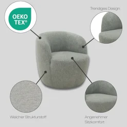 DOMO collection Sessel »Obidos moderner Loungesessel« Struktur weich, schlammfarben