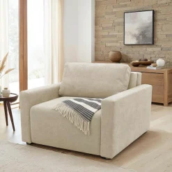 DOMO collection Sessel »Sintra ausklappbar zur Schlaffunktion, mit Rückenkissen« Feinstruktur, beige