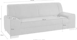 DOMO collection 2,5-Sitzer »Anzio kubisches Design, flache Armlehnen, Breite 214cm« Mit Federkern