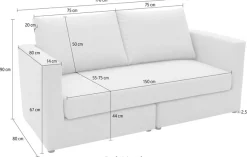 DOMO collection 2-Sitzer »Bibury, modernes Sofa, B/T/H: 178/80/90 cm« Sitzfläche mit Federkern, inkl. 2 Rückenkissen