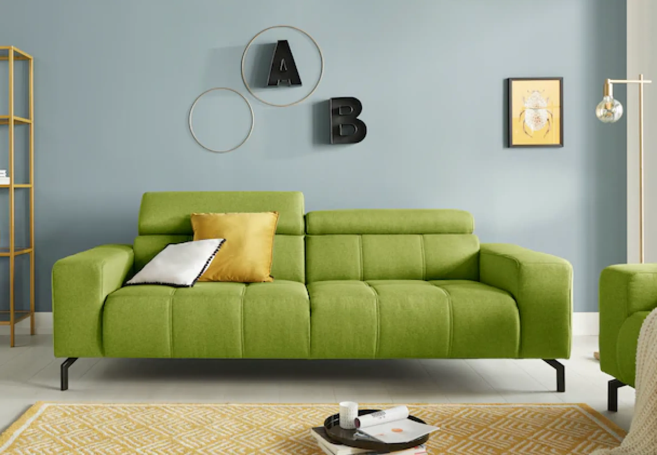 DOMO collection 2,5-Sitzer »Cunelli , moderne Sitznähte als Designelement, fester Sitzkomfort« whlw. verstellbare Kopfteile, passend für gängige Saugroboter