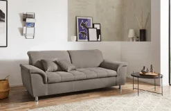 DOMO collection 2,5-Sitzer »FRANZI zeitlos und elegant, moderne Sitzheftung« wahlweise mit Kopfteilverstellung, inklusive Zierkissen