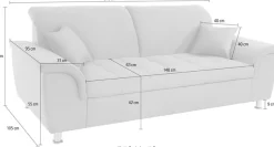DOMO collection 2,5-Sitzer »FRANZI zeitlos und elegant, moderne Sitzheftung« wahlweise mit Kopfteilverstellung, inklusive Zierkissen