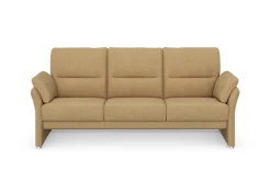 DOMO collection 3-Sitzer »Pina, schmale Armlehnen, mit Federkern, kompakt & elegant« Hoher Sitzkomfort, Feinstruktur, beige, Breite 219 cm