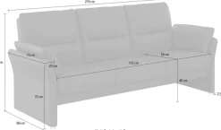 DOMO collection 3-Sitzer »Pina, schmale Armlehnen, mit Federkern, kompakt & elegant« Hoher Sitzkomfort, Feinstruktur, beige, Breite 219 cm
