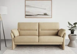 DOMO collection 2,5-Sitzer »Pina, schmale Armlehnen, mit Federkern, kompakt & elegant« Hoher Sitzkomfort, Feinstruktur, beige, Breite 199 cm