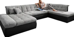 DOMO collection Wohnlandschaft »MORIC 353x216x80 cm, mit viel Platz, U-Form, auch in Cord« im XXL-Format, wahlweise mit Bettfunktion und Armlehnenverstellung,